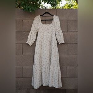 Worth Collective Emerson Maxi Dress in Ivory Floral 100% Cotton